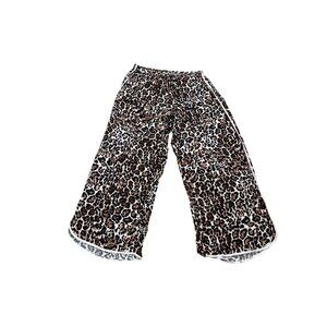 Aerie XL Leopard Print Pajama Pants 100% Viscose Elastic Waist Satin Piping